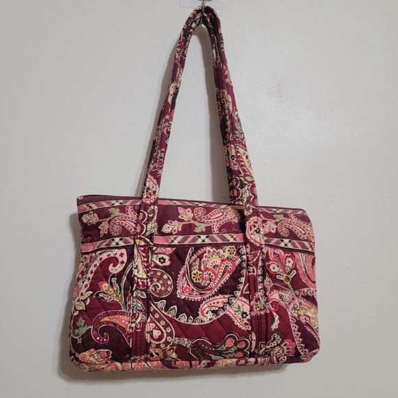 Vera Bradley Retired Piccadilly Plum Paisley Quilted Tote Shoulder Bag - Picture 7 of 13